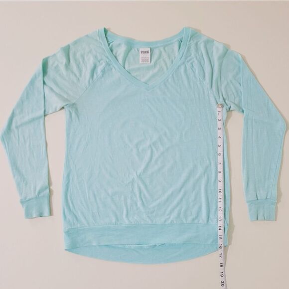 Pink Victoria's Secret Aqua Long Sleeve V-Neck Top - Picture 5 of 10